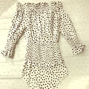 Zara Polka Dot Cold-shoulder Top